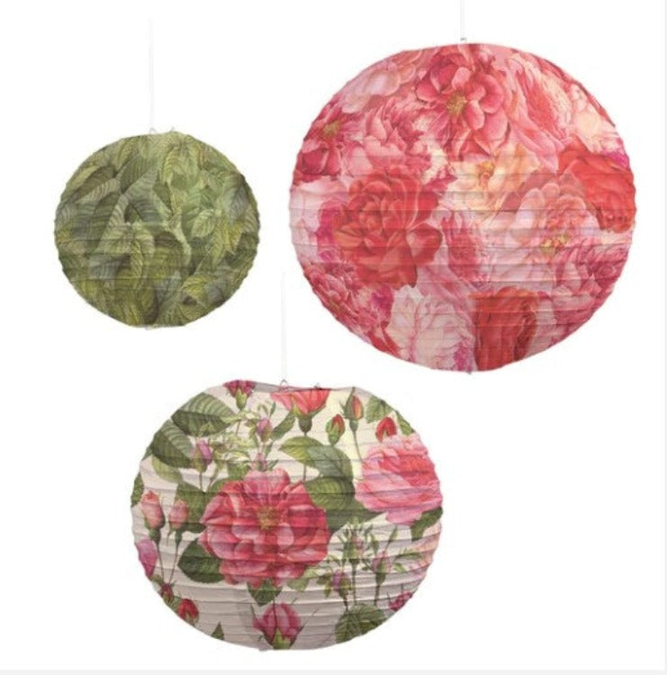 Two's Company Rose Pattern Lanterns