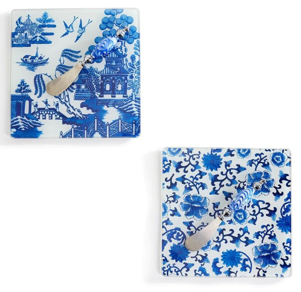 Two's Company Blue+White 2 pc Serving Tray